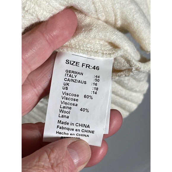 NEW NWT Animale Cream Off White Viscose Wool Blend Sweater Asymmetrical Sz 12 14 - Picture 10 of 13